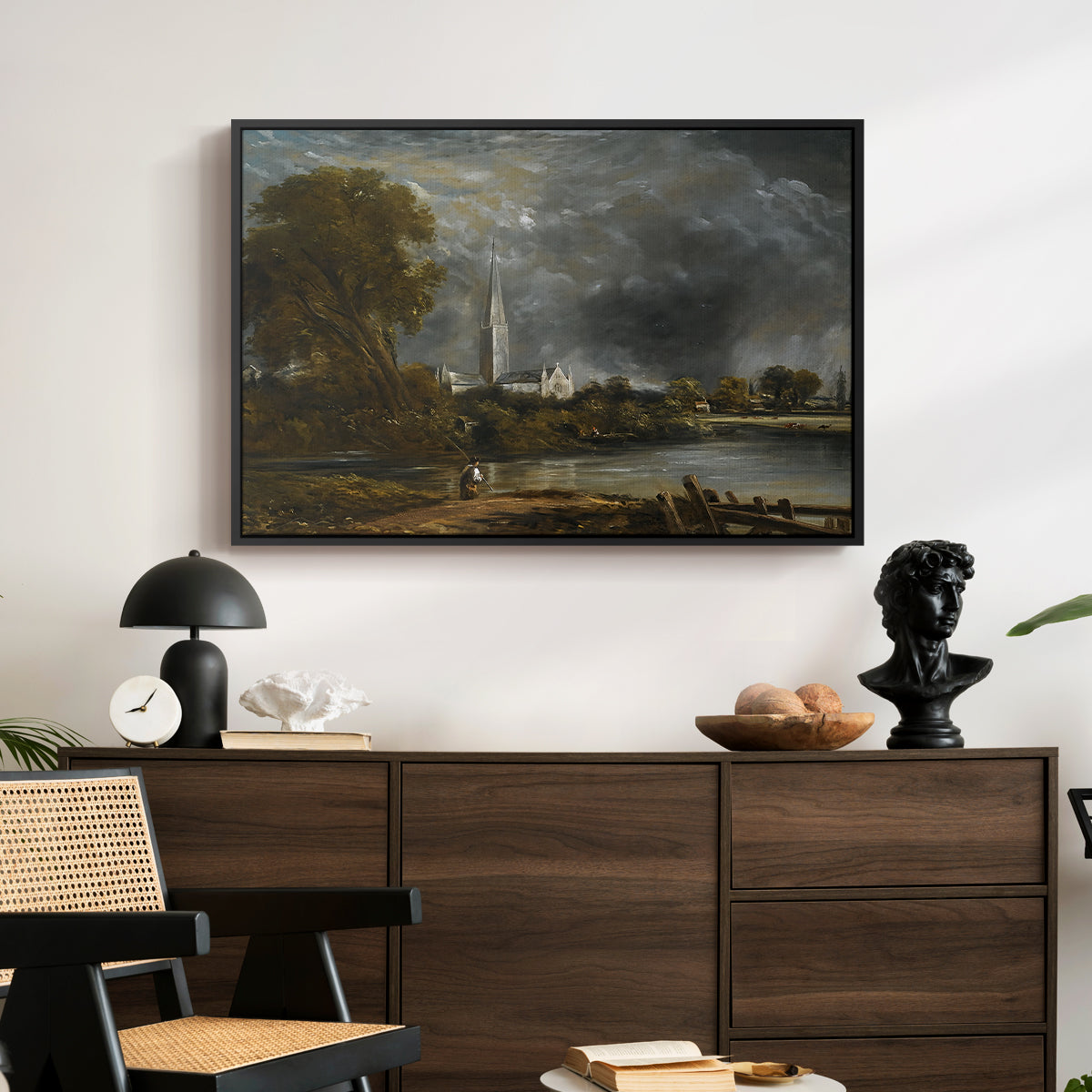 Salisbury Cathedral from the Meadows, c. 1831 - Floater Framed Canvas Print