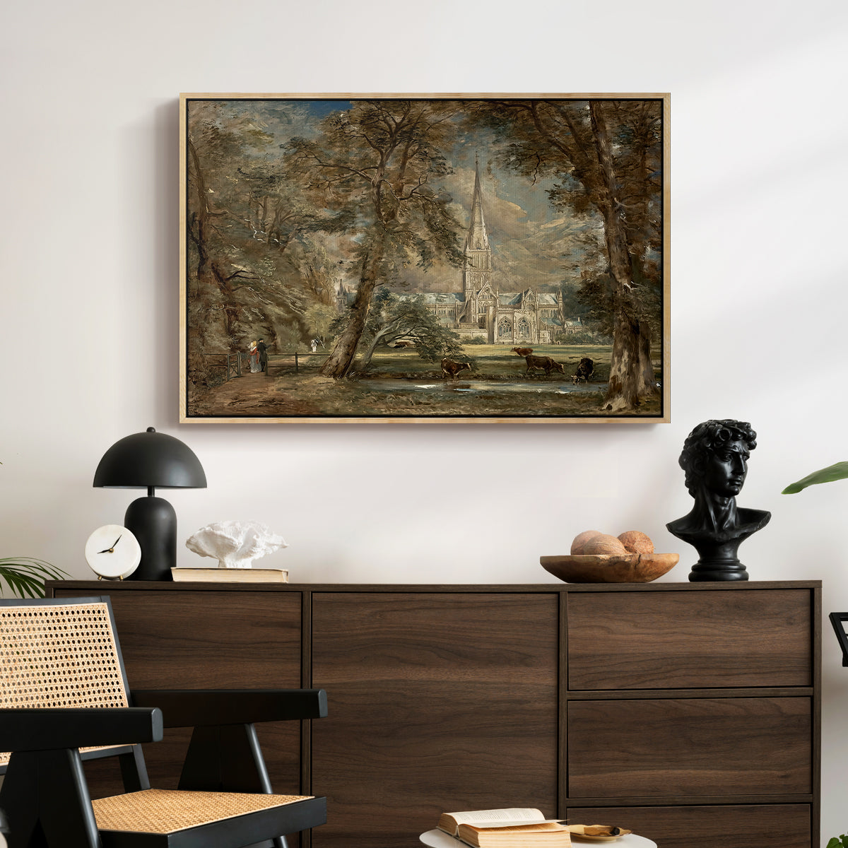 Salisbury Cathedral from the Bishop's Grounds, c. 1822-1823 - Floater Framed Canvas Print