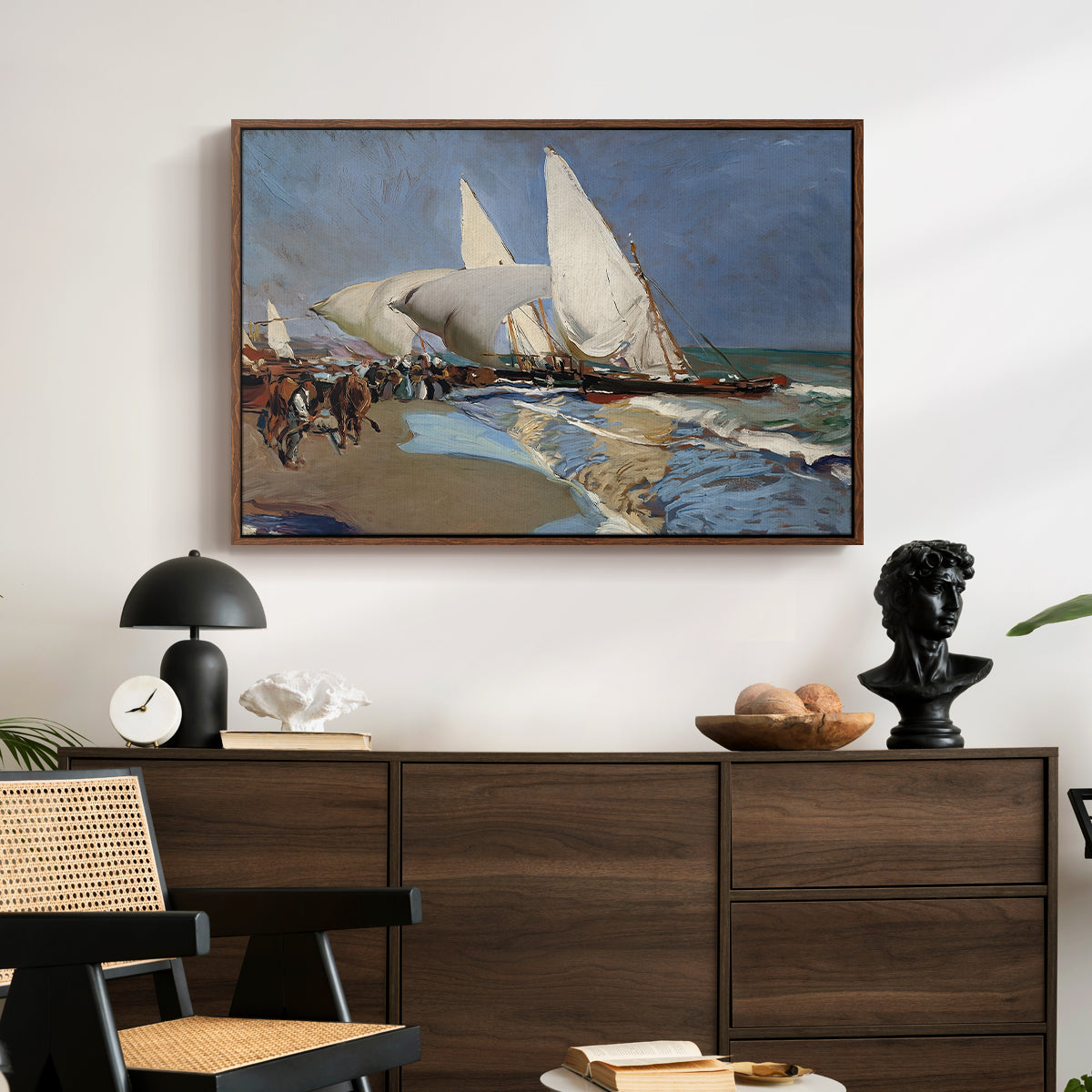 The Beach at Valencia, 1908 - Floater Framed Canvas Print