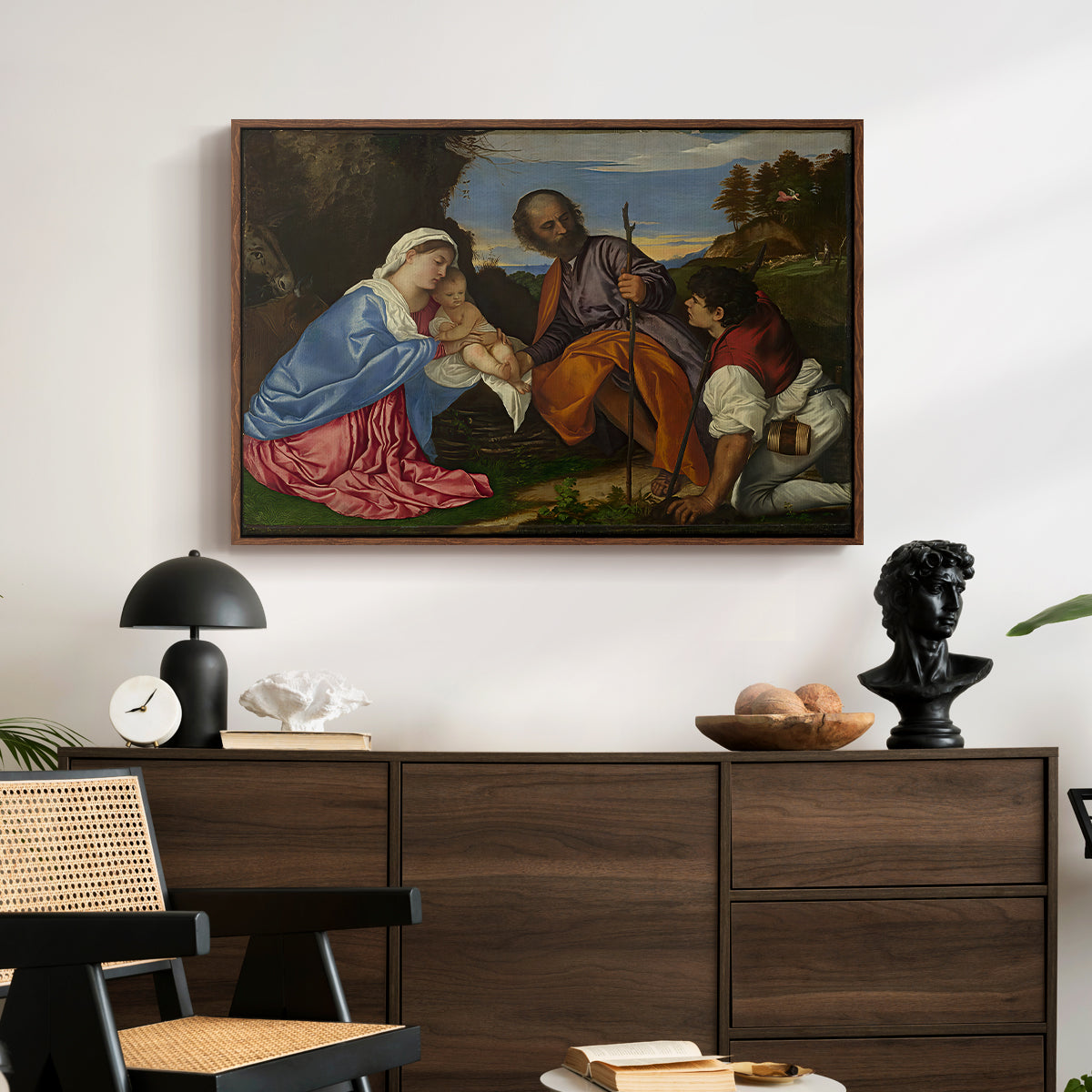 The Holy Family with a Shepherd, c. 1510 - Floater Framed Canvas Print