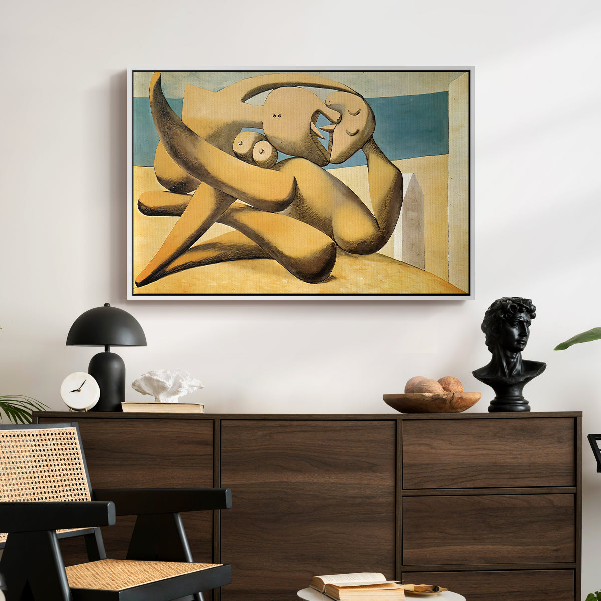 Figures at the Seaside (The Kiss), 1931 - Floater Framed Canvas Print