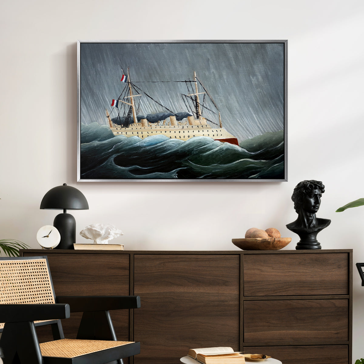 A Ship in the Storm, c. 1899 - Floater Framed Canvas Print