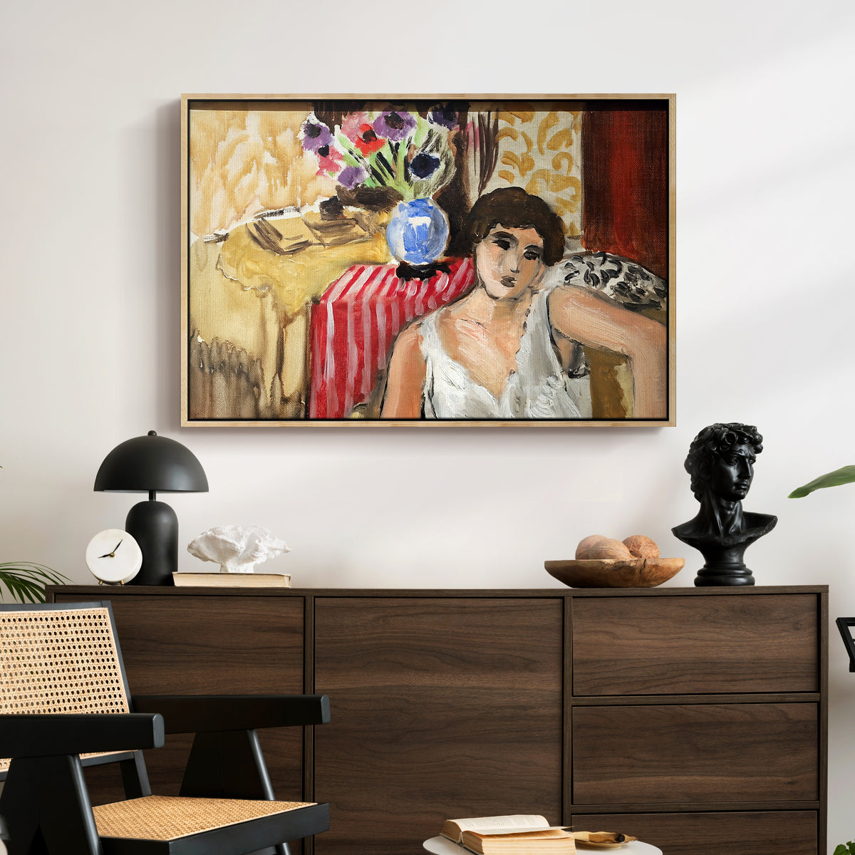 Woman Seated in an Armchair, c. 1920 - Floater Framed Canvas Print