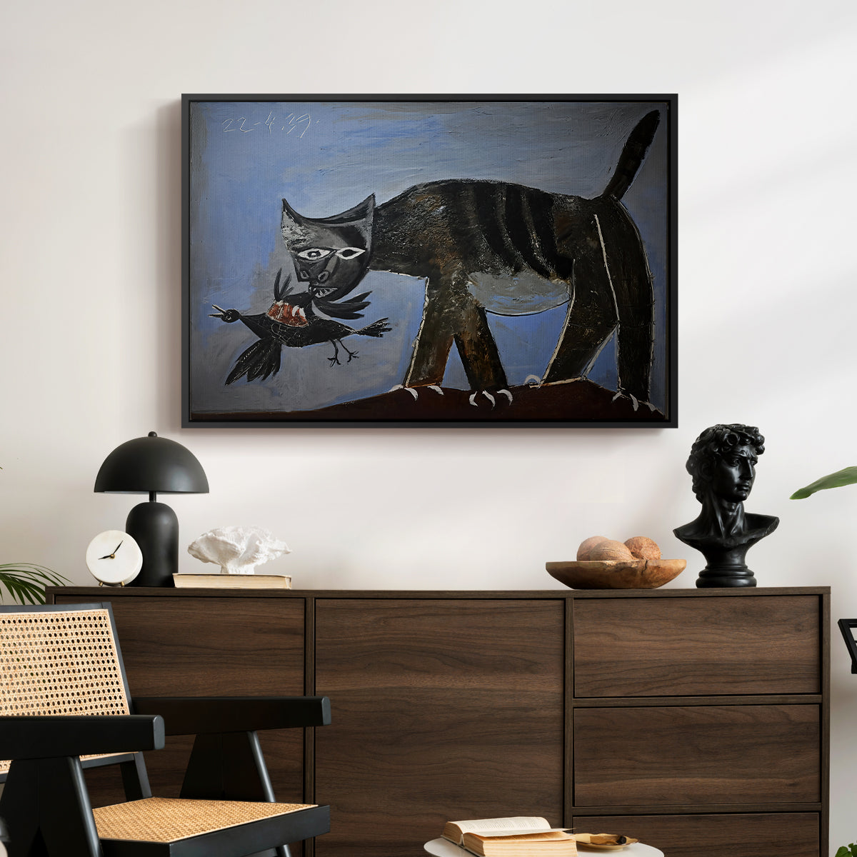 Cat Catching a Bird, 1939 - Floater Framed Canvas Print