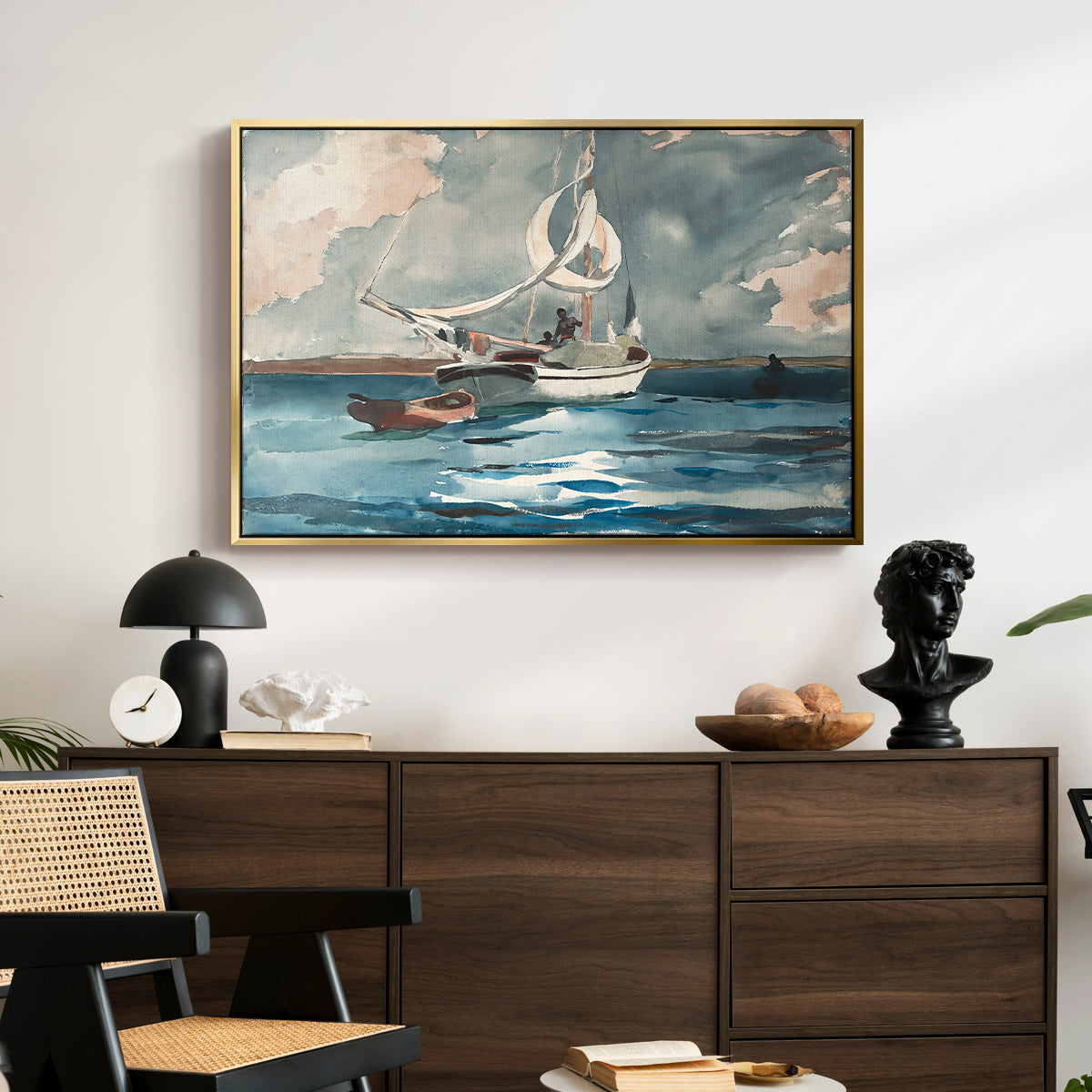 Sloop, Nassau, 1899 - Floater Framed Canvas Print