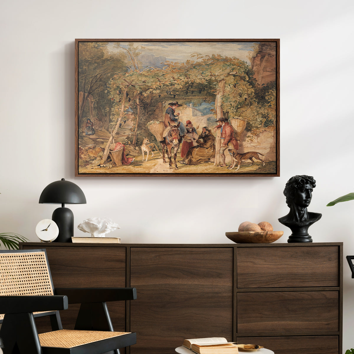 Figures and Animals in a Vineyard, c. 1829 - Floater Framed Canvas Print