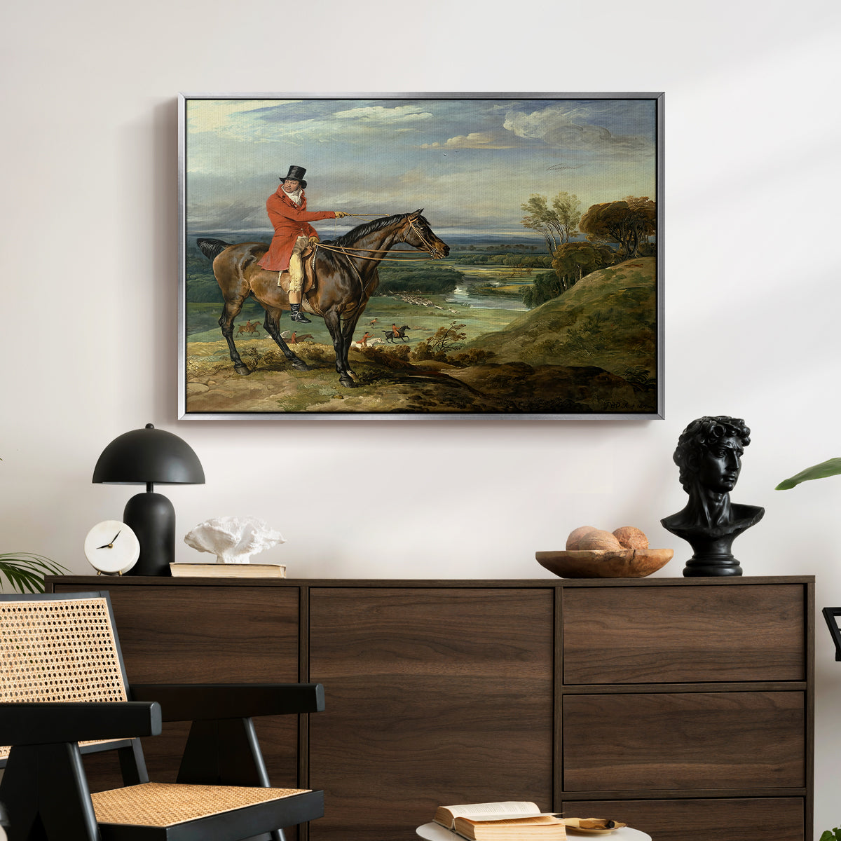 John Levett Hunting at Wychnor, Staffordshire, 1818 - Floater Framed Canvas Print