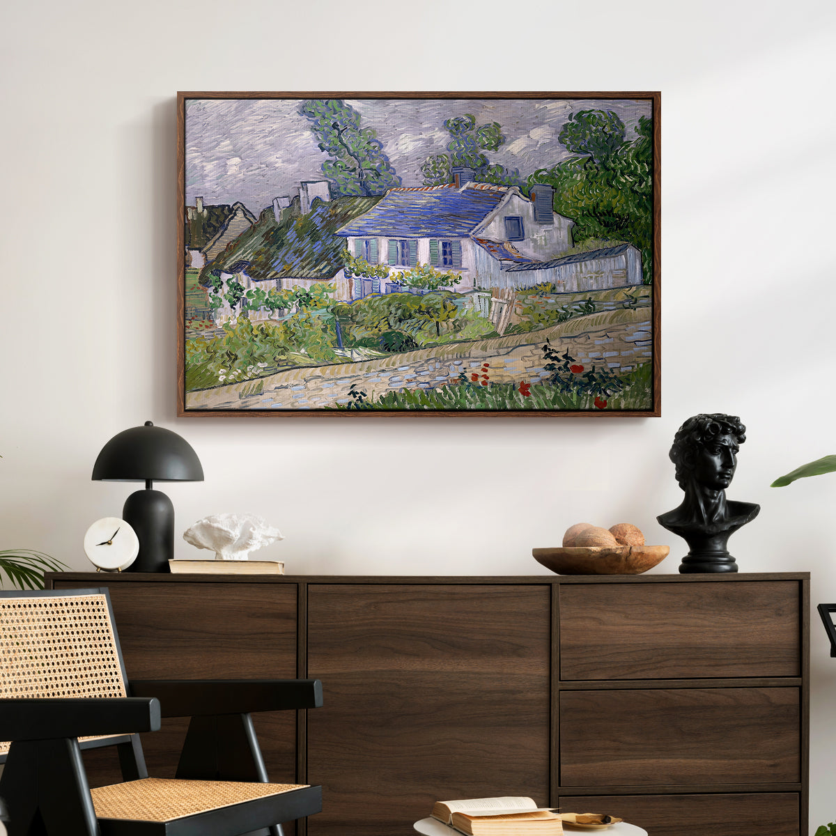 Houses in Auvers, 1890 - Floater Framed Canvas Print