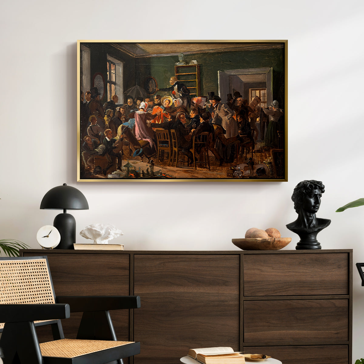 An Auction Scene, 1835 - Floater Framed Canvas Print