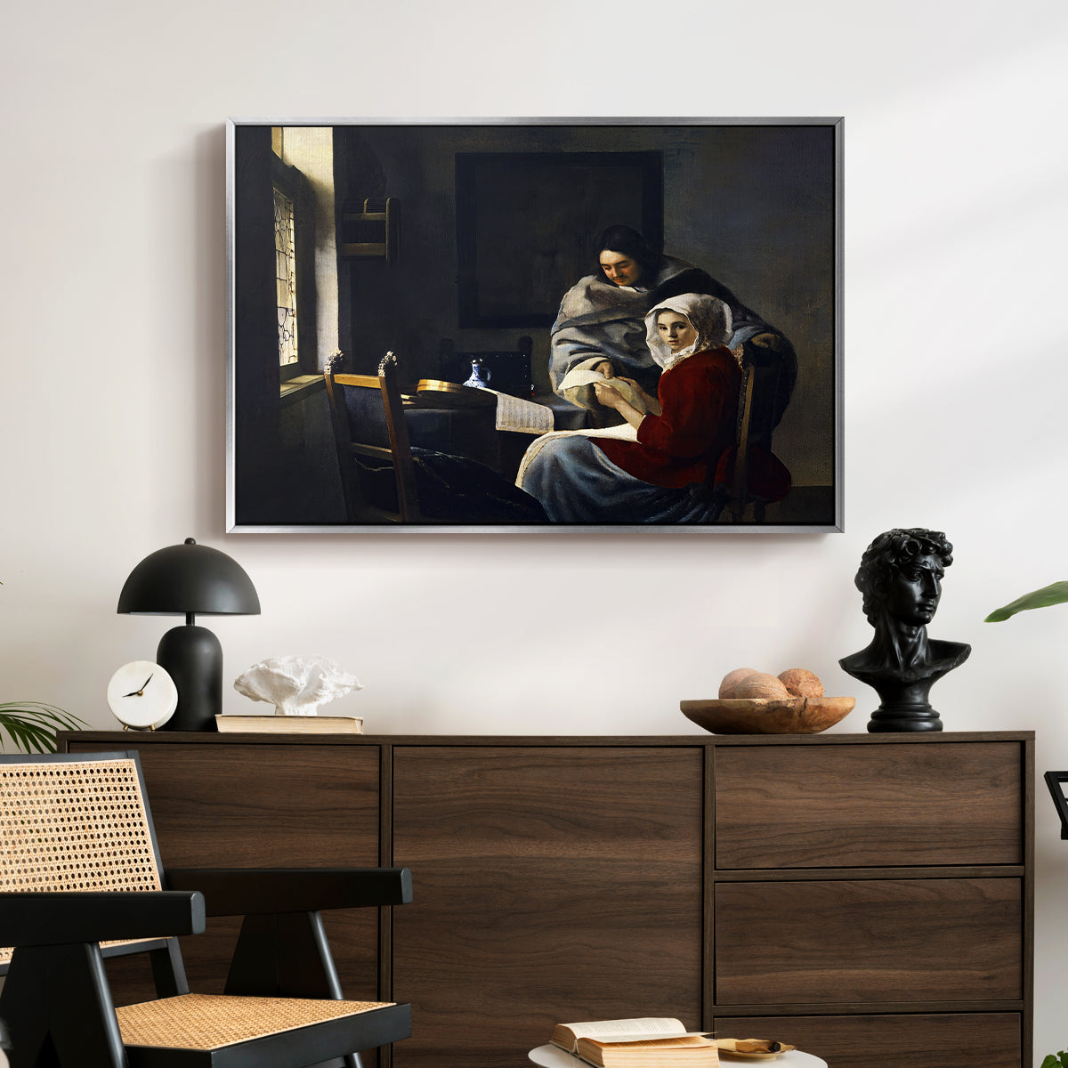 Girl Interrupted at Her Music, c. 1658-1659 - Floater Framed Canvas Print