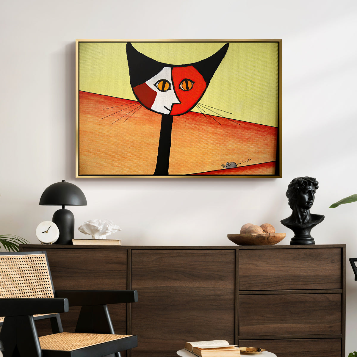 Picasso's Cat–El Gato - Floater Framed Canvas Print