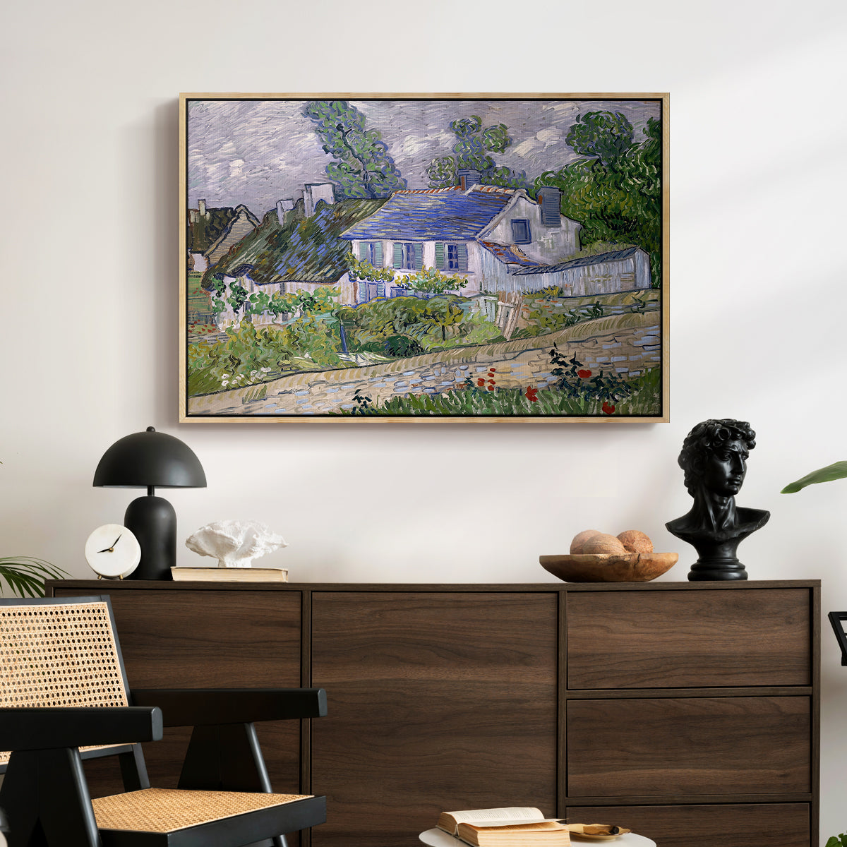 Houses in Auvers, 1890 - Floater Framed Canvas Print