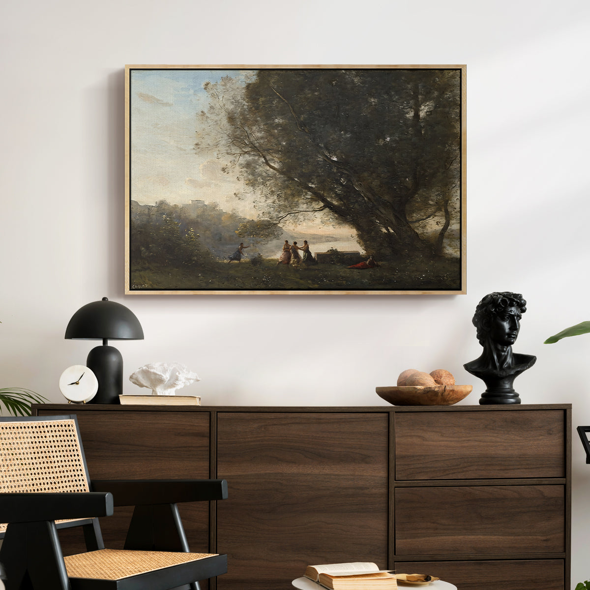 Dance Under the Trees at the Edge of the Lake, c. 1865-1870 - Floater Framed Canvas Print