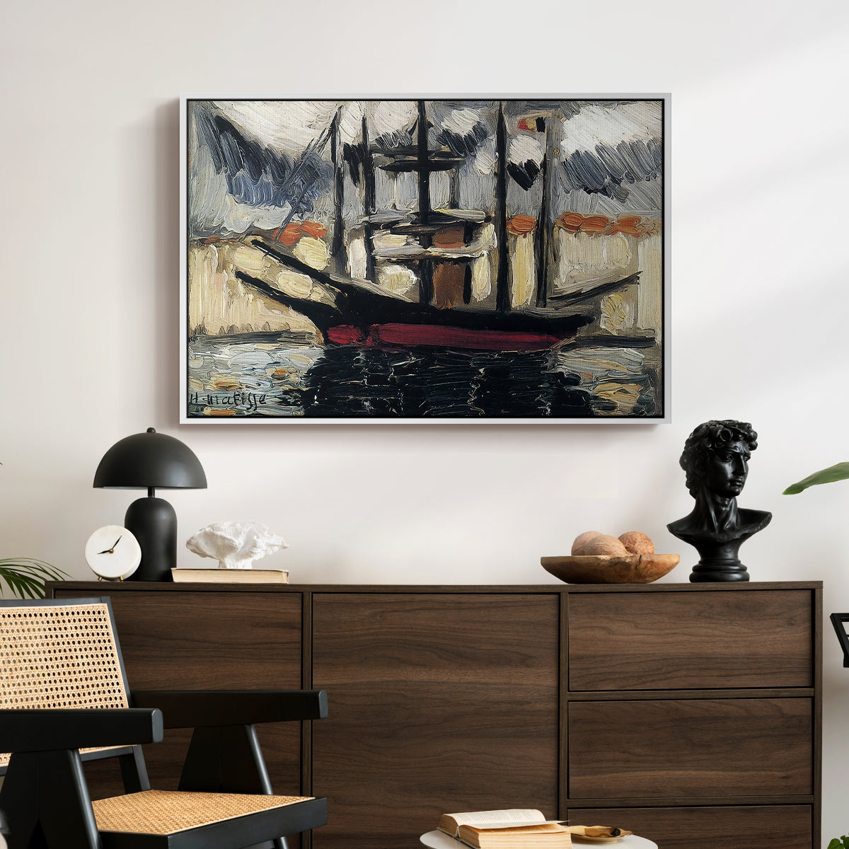 Two Boats Side by Side, Port of Marseilles, c. 1916 - Floater Framed Canvas Print
