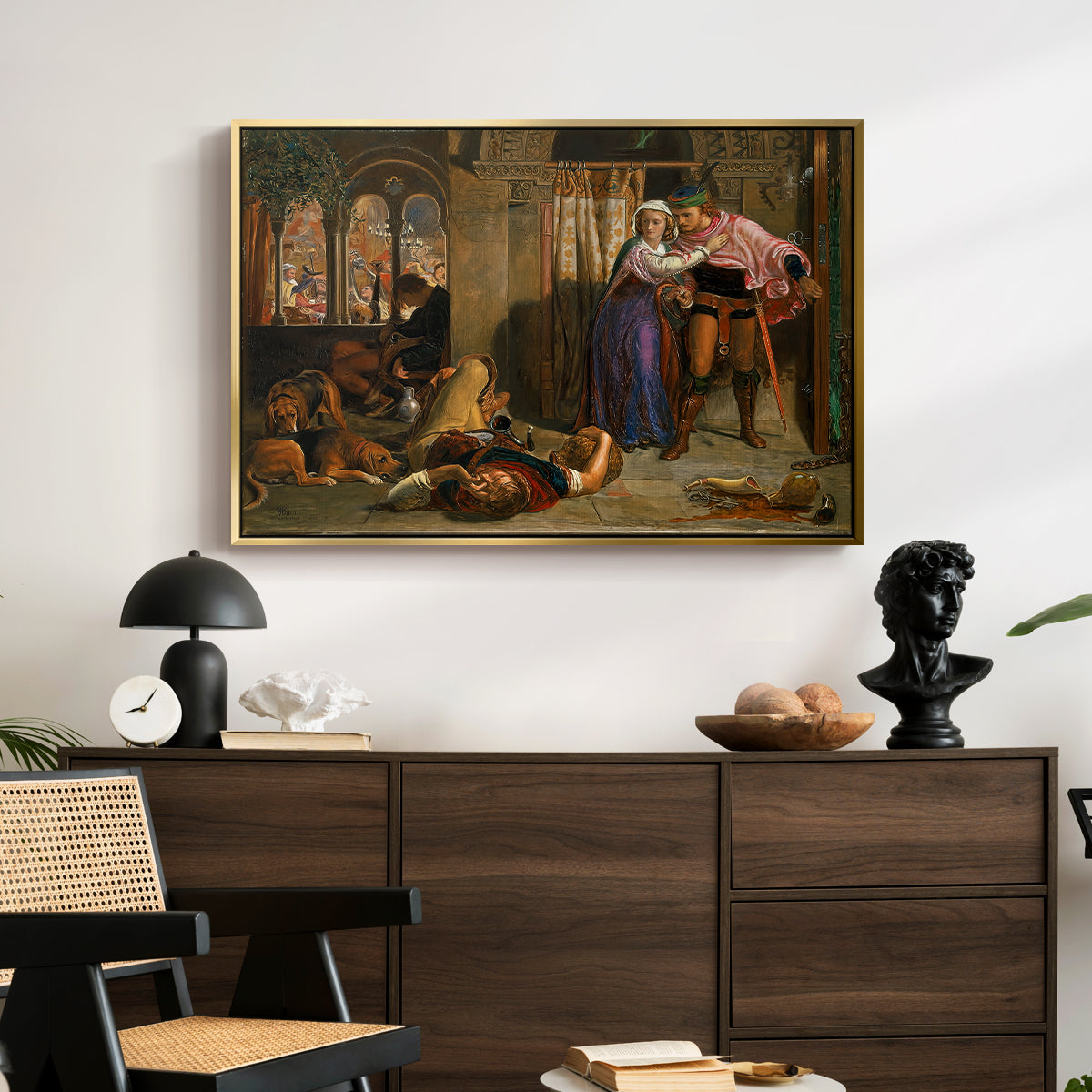 The Flight of Madeline and Porphyro, 1848 - Floater Framed Canvas Print