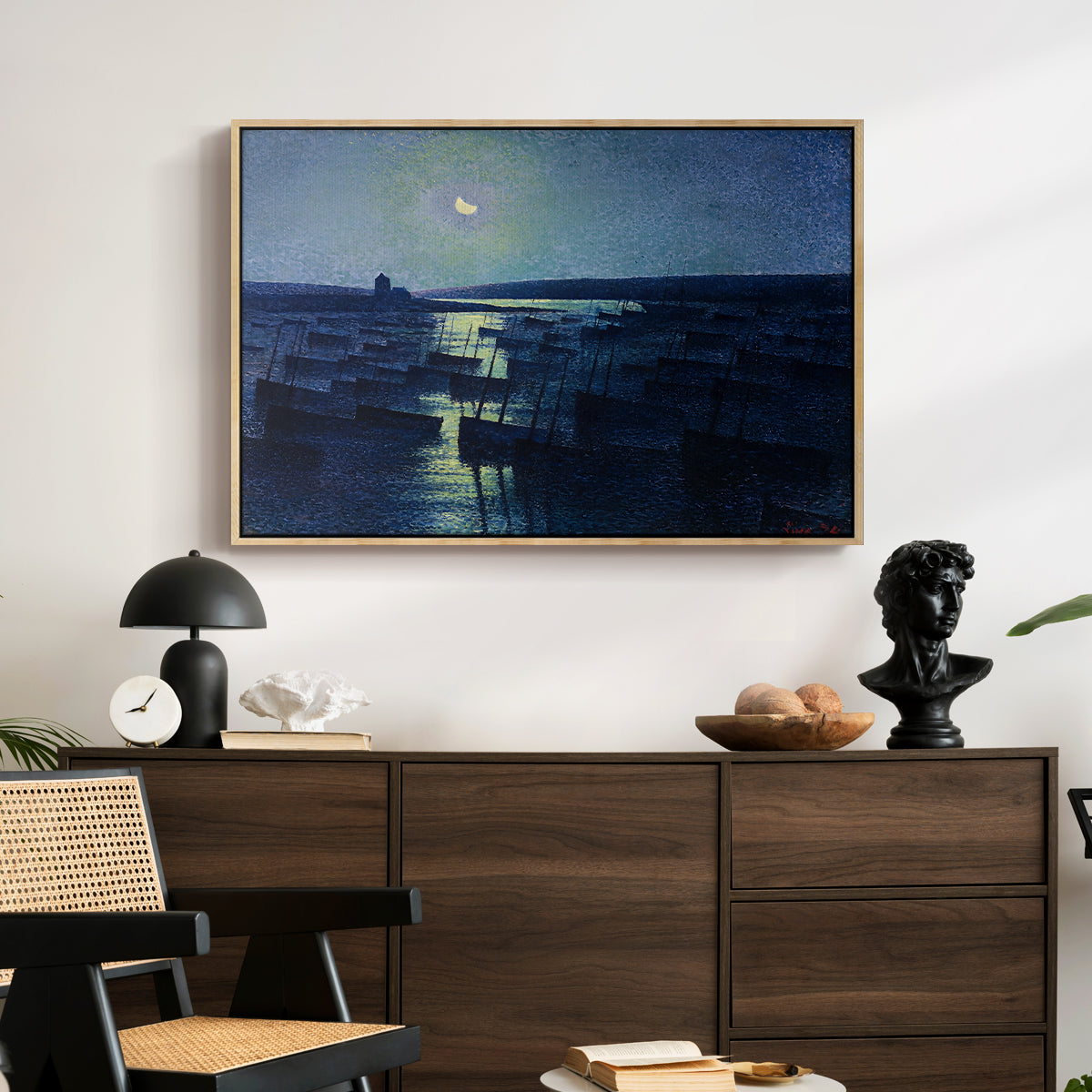 Camaret, Moonlight and Fishing Boats, 1894 - Floater Framed Canvas Print