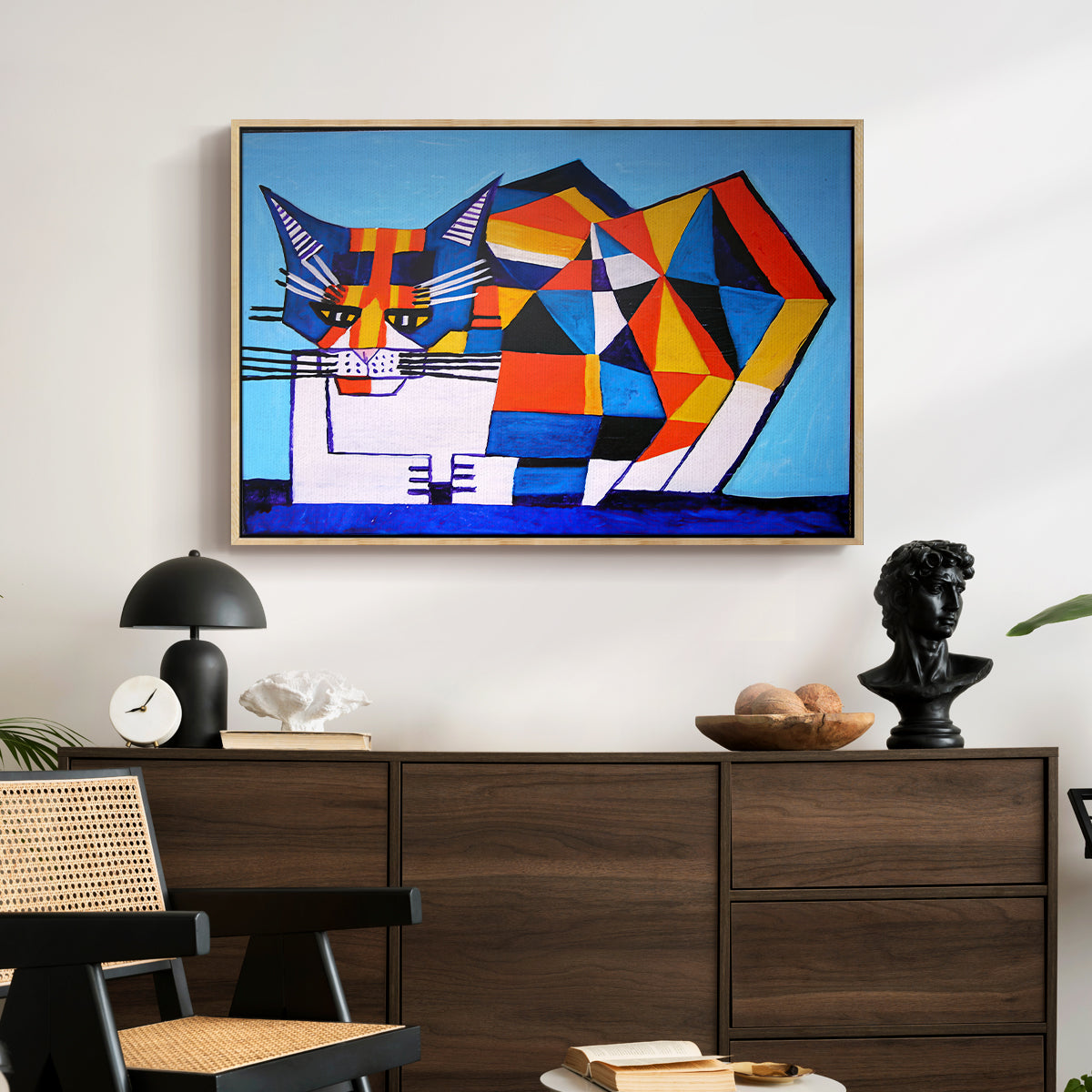 Cassie Thinking about Cubism - Floater Framed Canvas Print