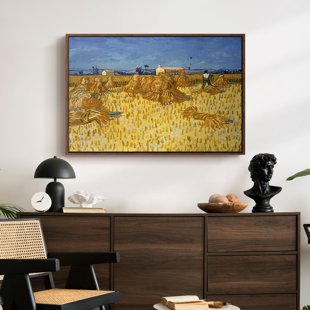 Wheat Field with Sheaves (Harvest in Provence), 1888 - Floater Framed Canvas Print