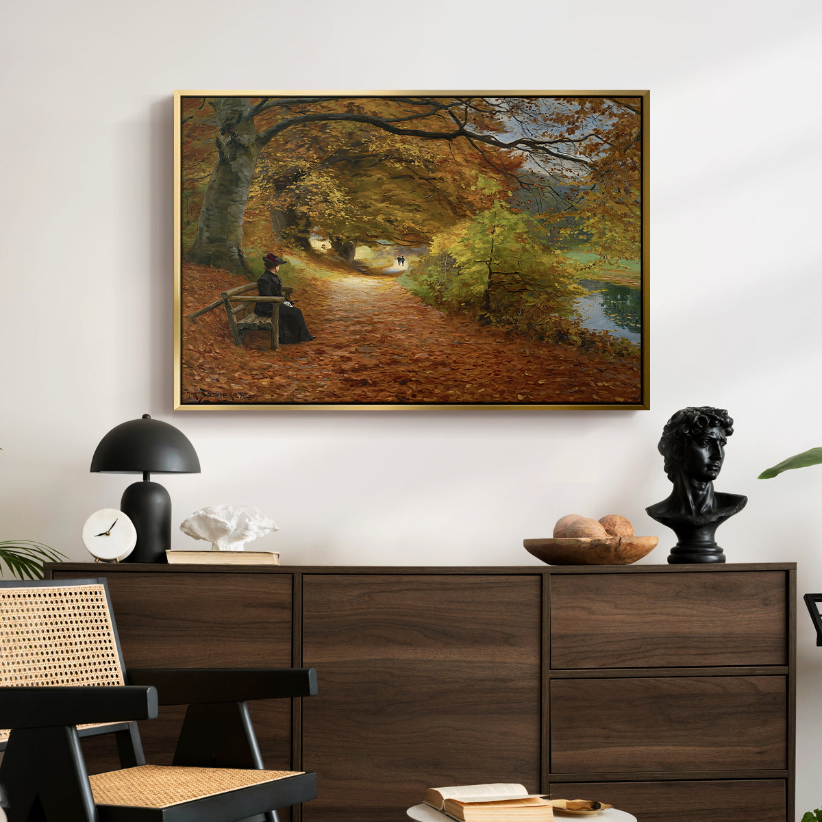 A Wooded Path in Autumn, 1902 - Floater Framed Canvas Print
