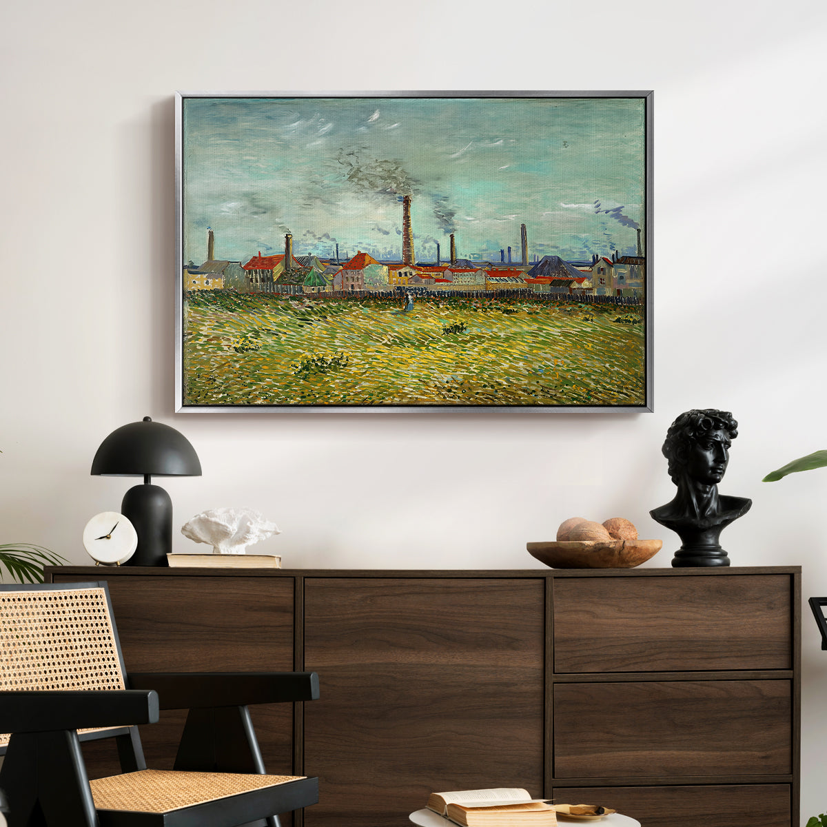 Factories at Clichy, 1887 - Floater Framed Canvas Print