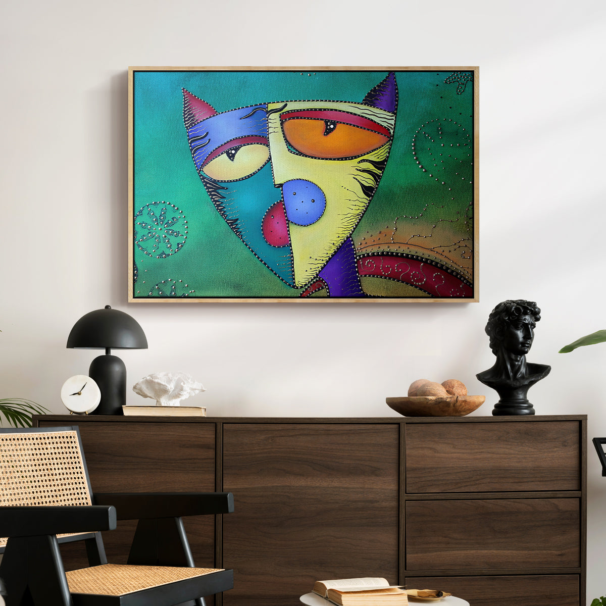 Celestial Cat - Floater Framed Canvas Print