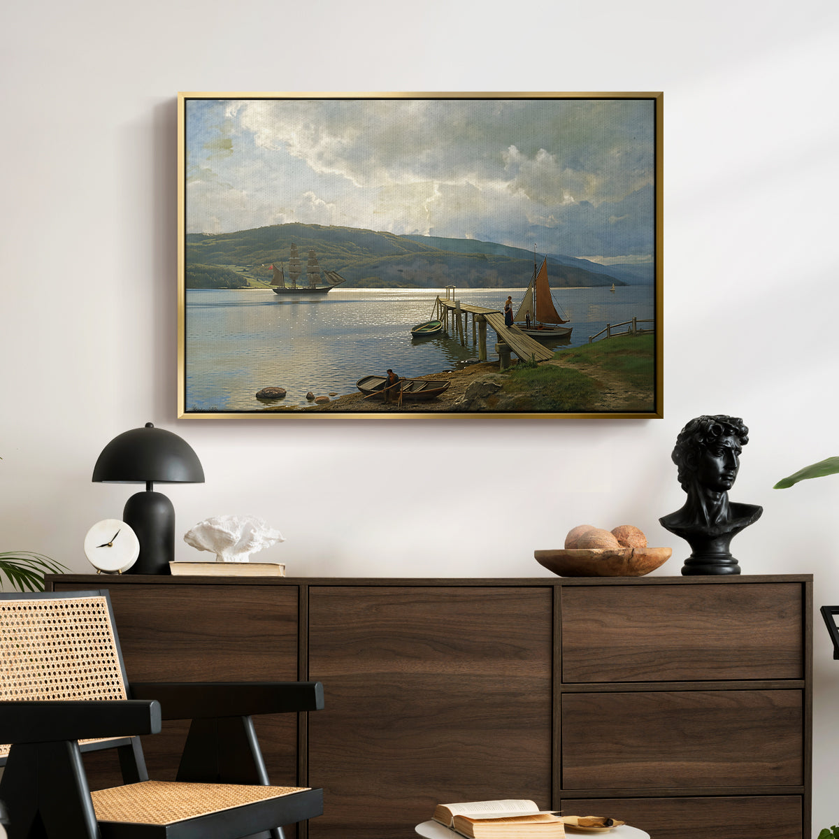 The Jetty at Feste near Moss, 1898 - Floater Framed Canvas Print