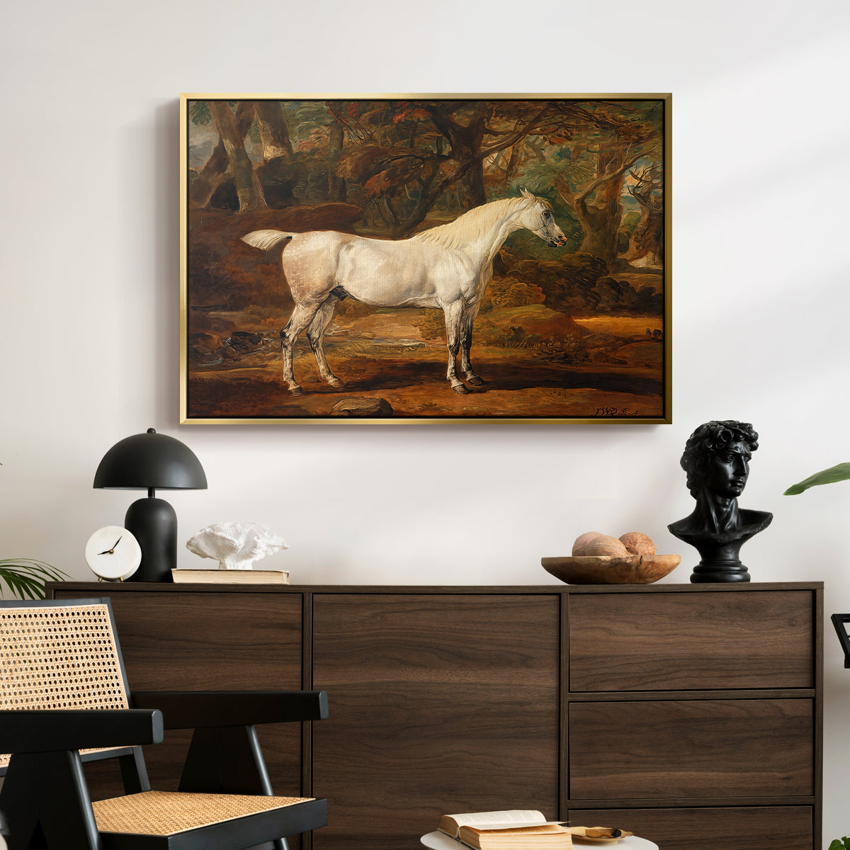 Grey Arabian Stallion, Property of Sir Watkin Williams-Wynn, c. 1817 - Floater Framed Canvas Print