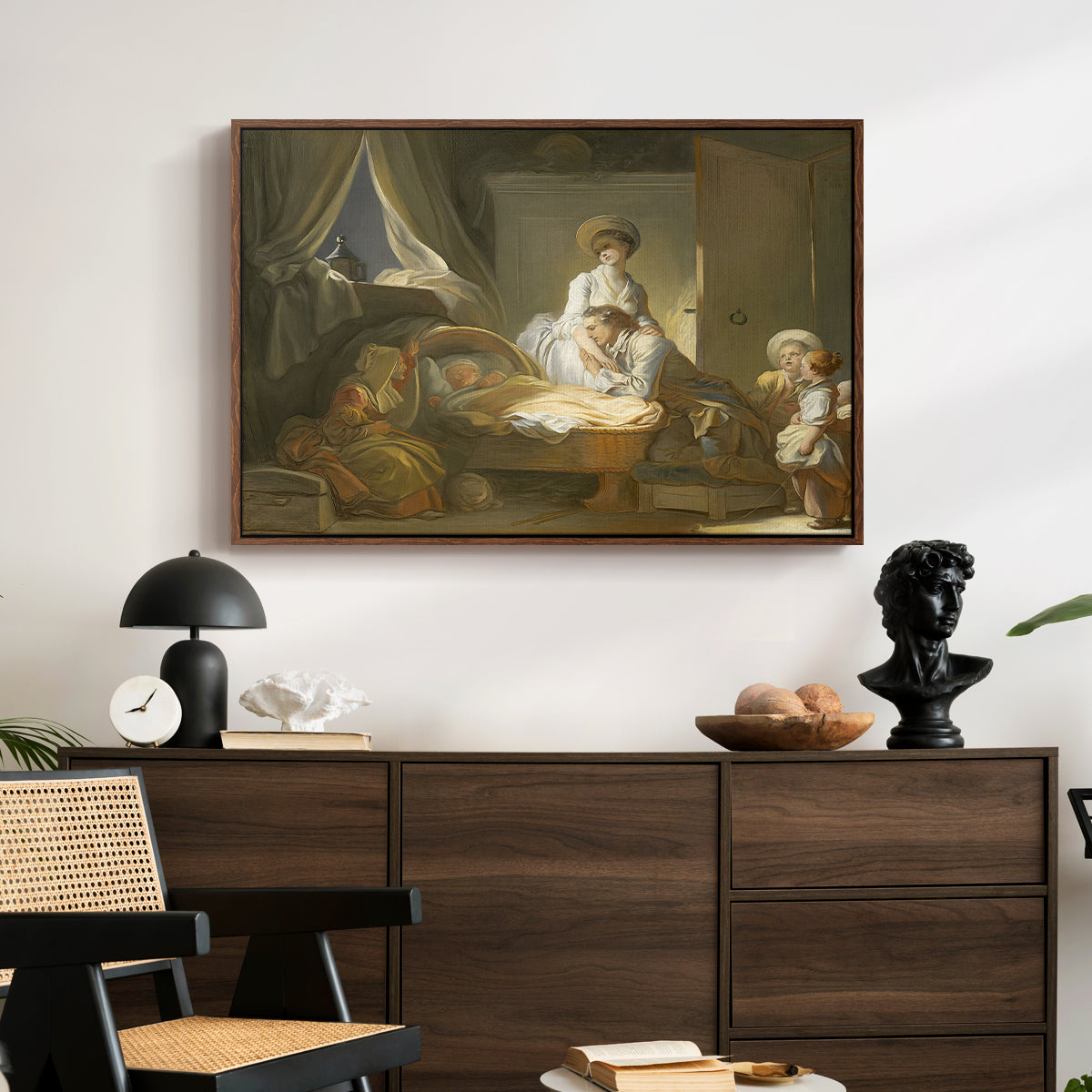The Visit to the Nursery, c. 1775 - Floater Framed Canvas Print