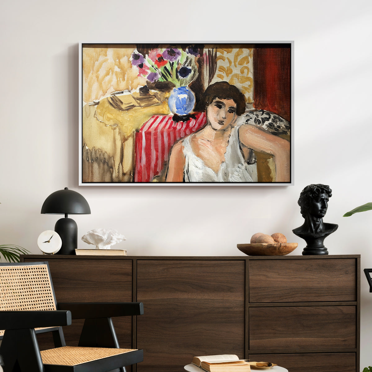 Woman Seated in an Armchair, c. 1920 - Floater Framed Canvas Print