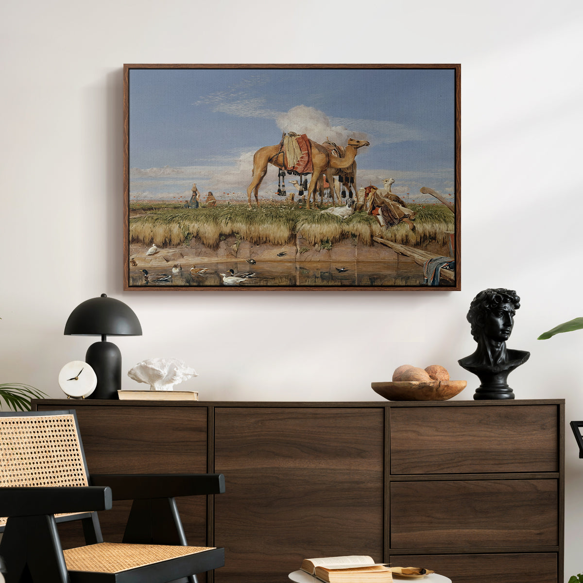 On the Banks of the Nile, Upper Egypt, 1876 - Floater Framed Canvas Print
