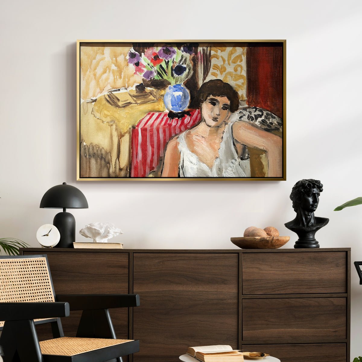Woman Seated in an Armchair, c. 1920 - Floater Framed Canvas Print