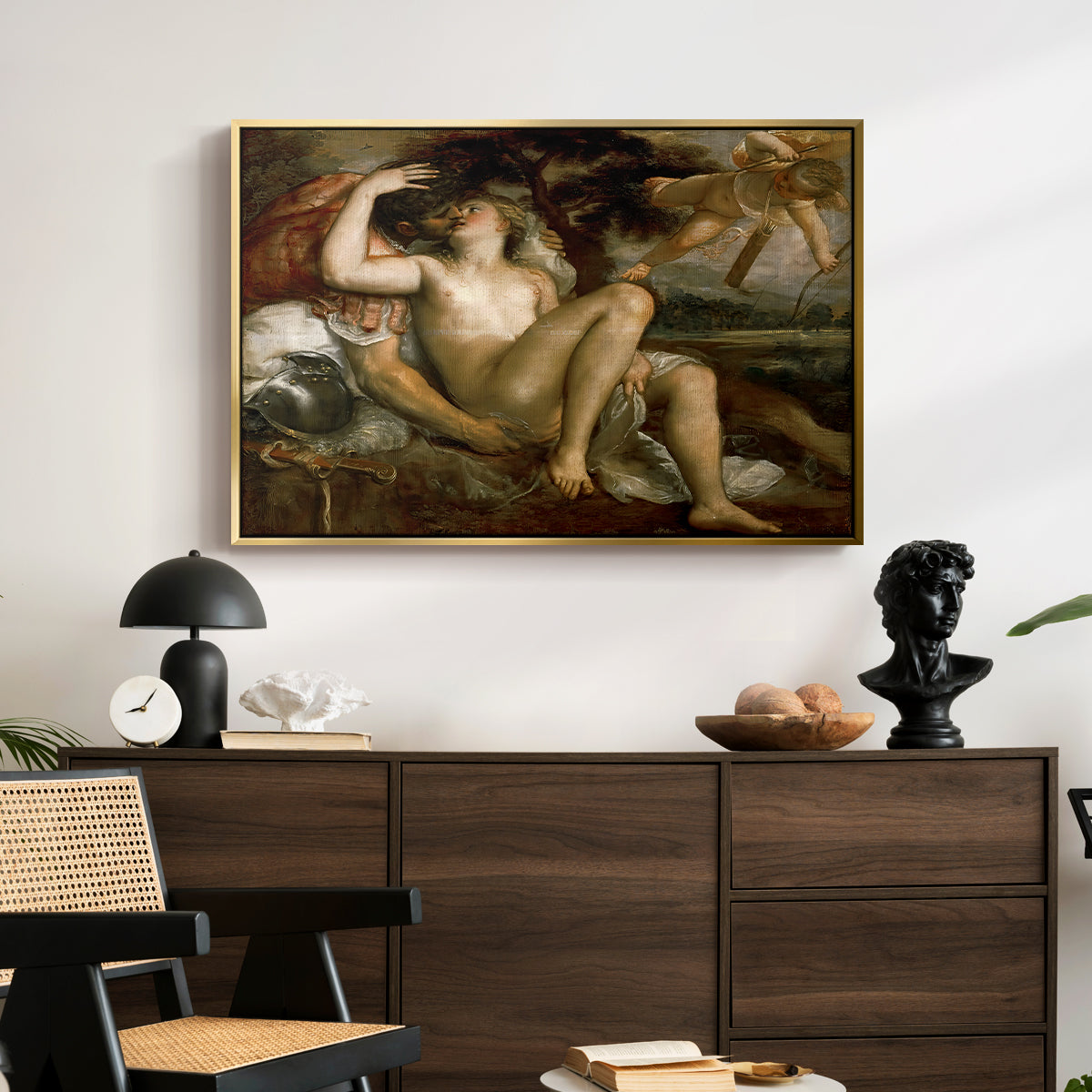 Mars, Venus and Cupid, c. 1530 - Floater Framed Canvas Print