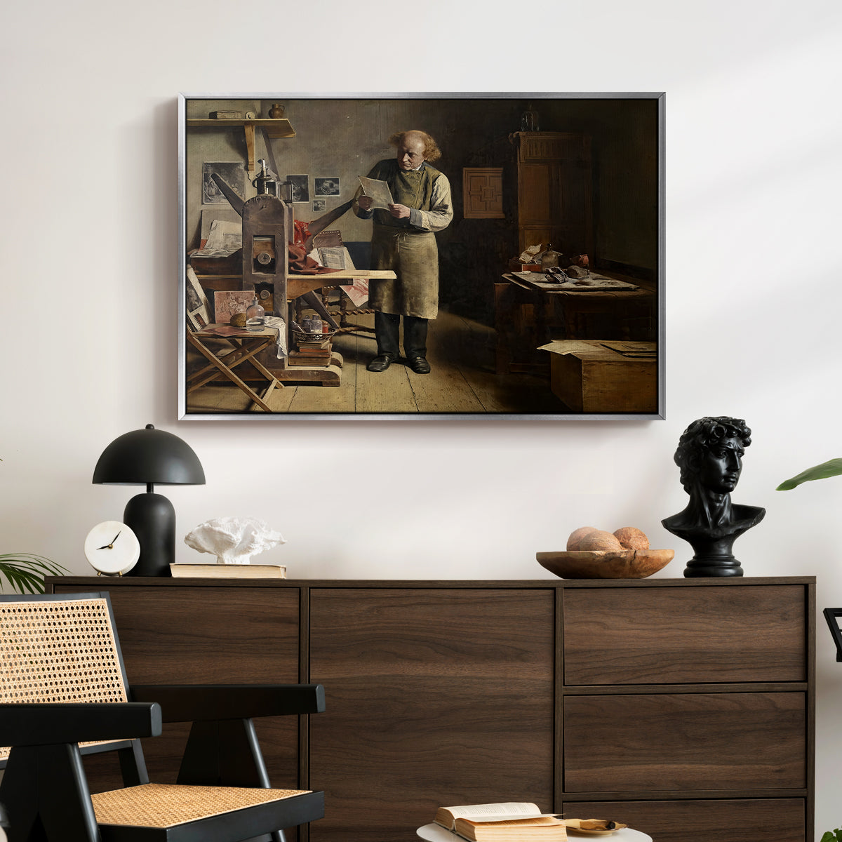 The Plate Printer, 1875 - Floater Framed Canvas Print