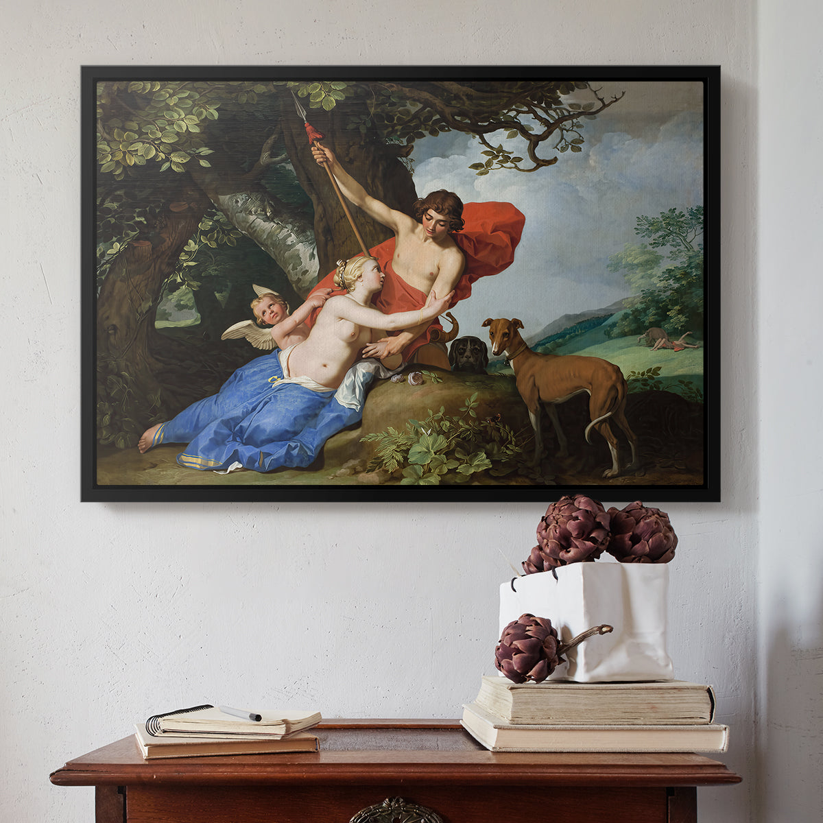 Venus and Adonis, 1632 - Floater Framed Canvas Print