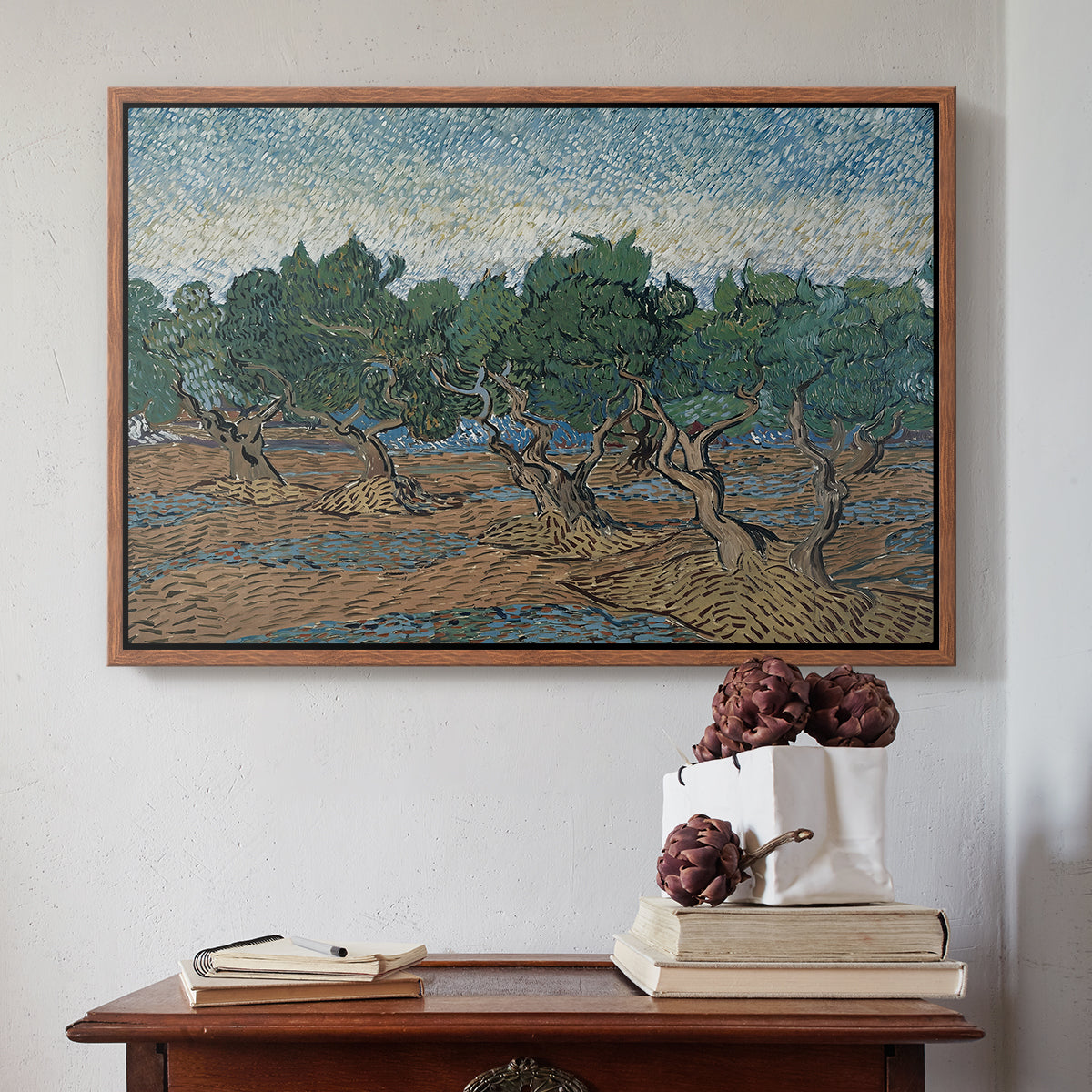 Olive Trees, 1889 - Floater Framed Canvas Print