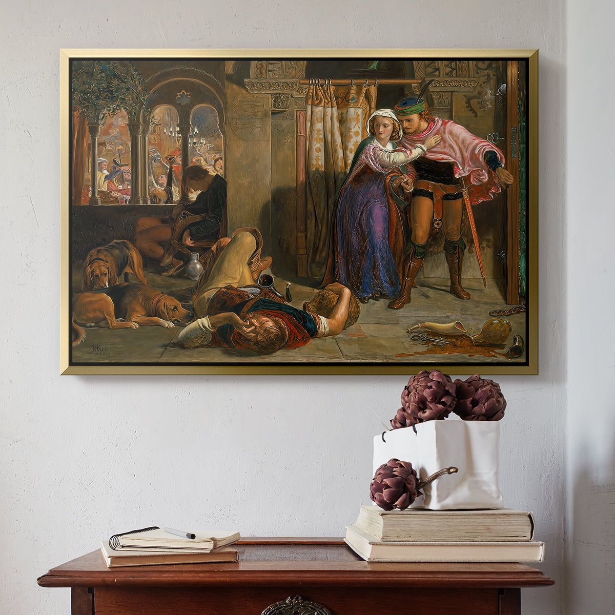 The Flight of Madeline and Porphyro, 1848 - Floater Framed Canvas Print