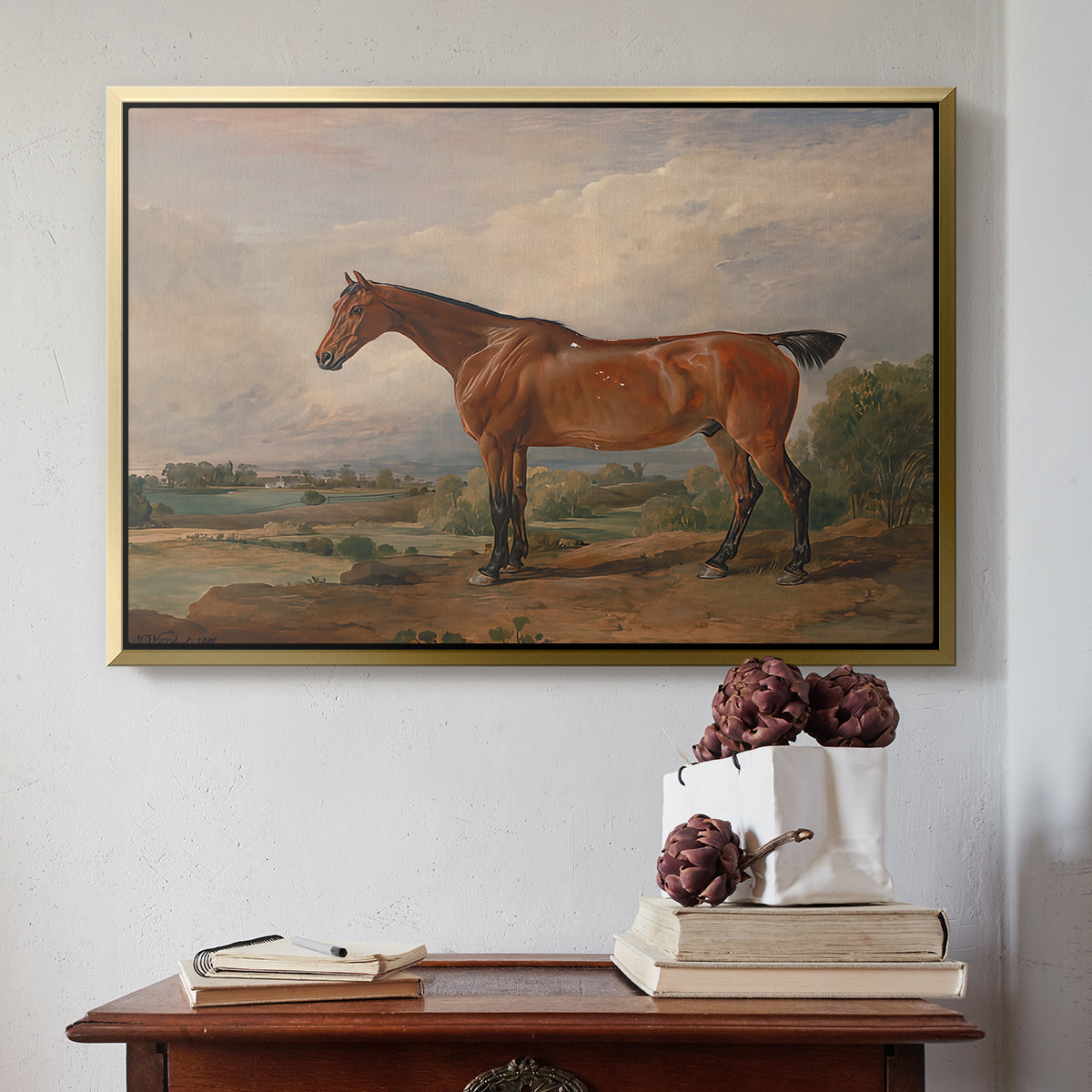 A Hunter in a Landscape, c. 1810 - Floater Framed Canvas Print