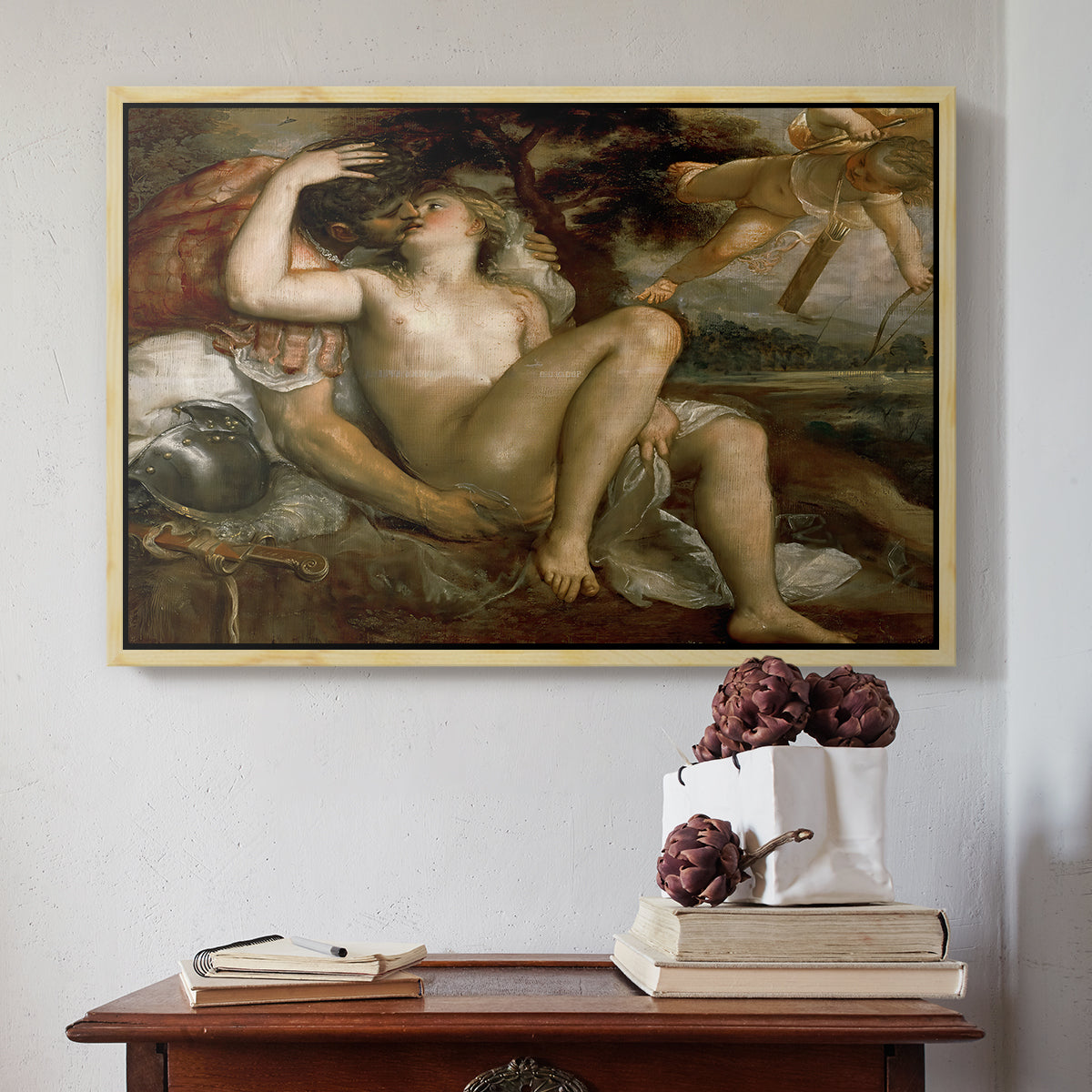 Mars, Venus and Cupid, c. 1530 - Floater Framed Canvas Print