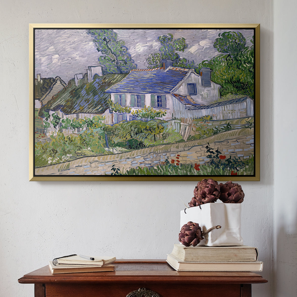 Houses in Auvers, 1890 - Floater Framed Canvas Print