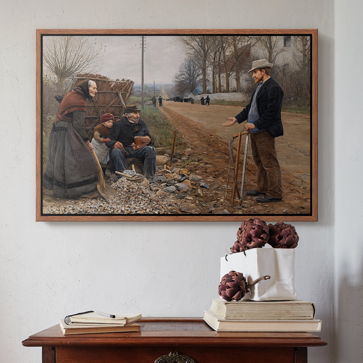 People by a Road, 1893 - Floater Framed Canvas Print