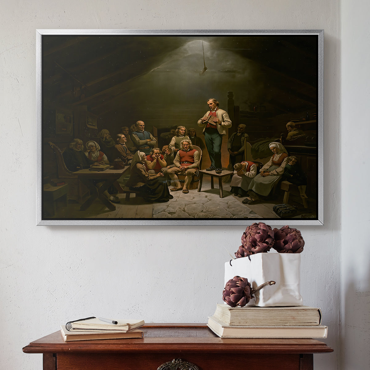 Low Church Devotion (Haugianerne), 1848 - Floater Framed Canvas Print