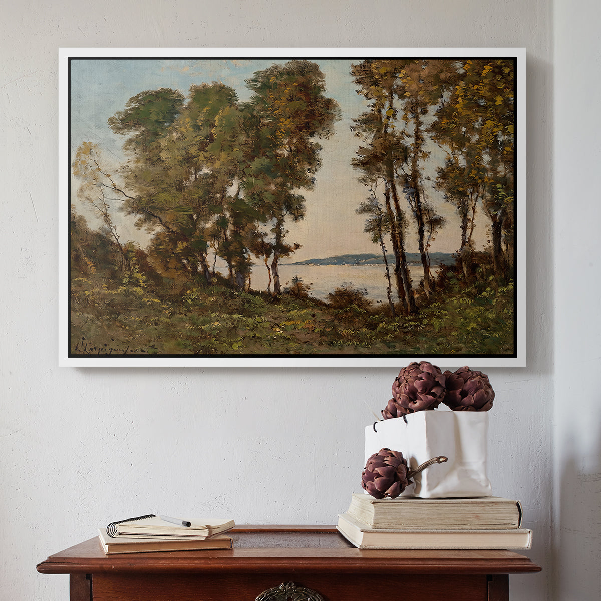 The Banks of the Allier, 1894 - Floater Framed Canvas Print