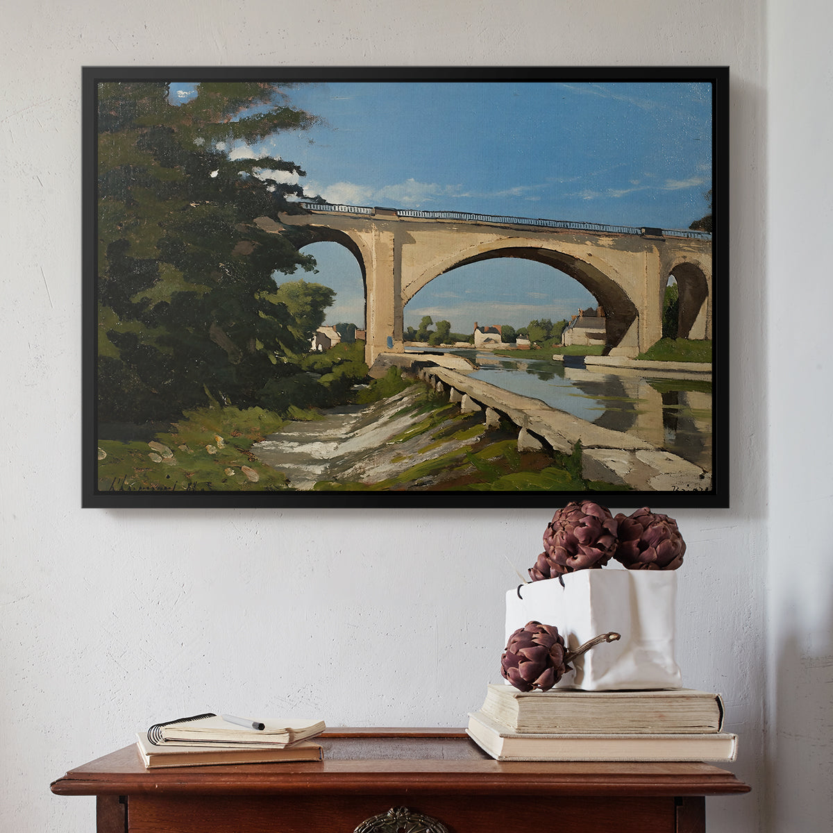 The Railroad Bridge at Briare, 1888 - Floater Framed Canvas Print
