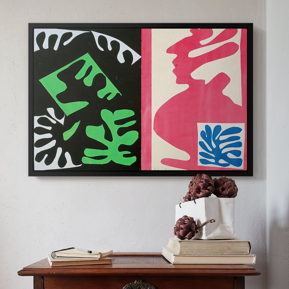 Composition, Black and Red, from Jazz, 1947 - Floater Framed Canvas Print