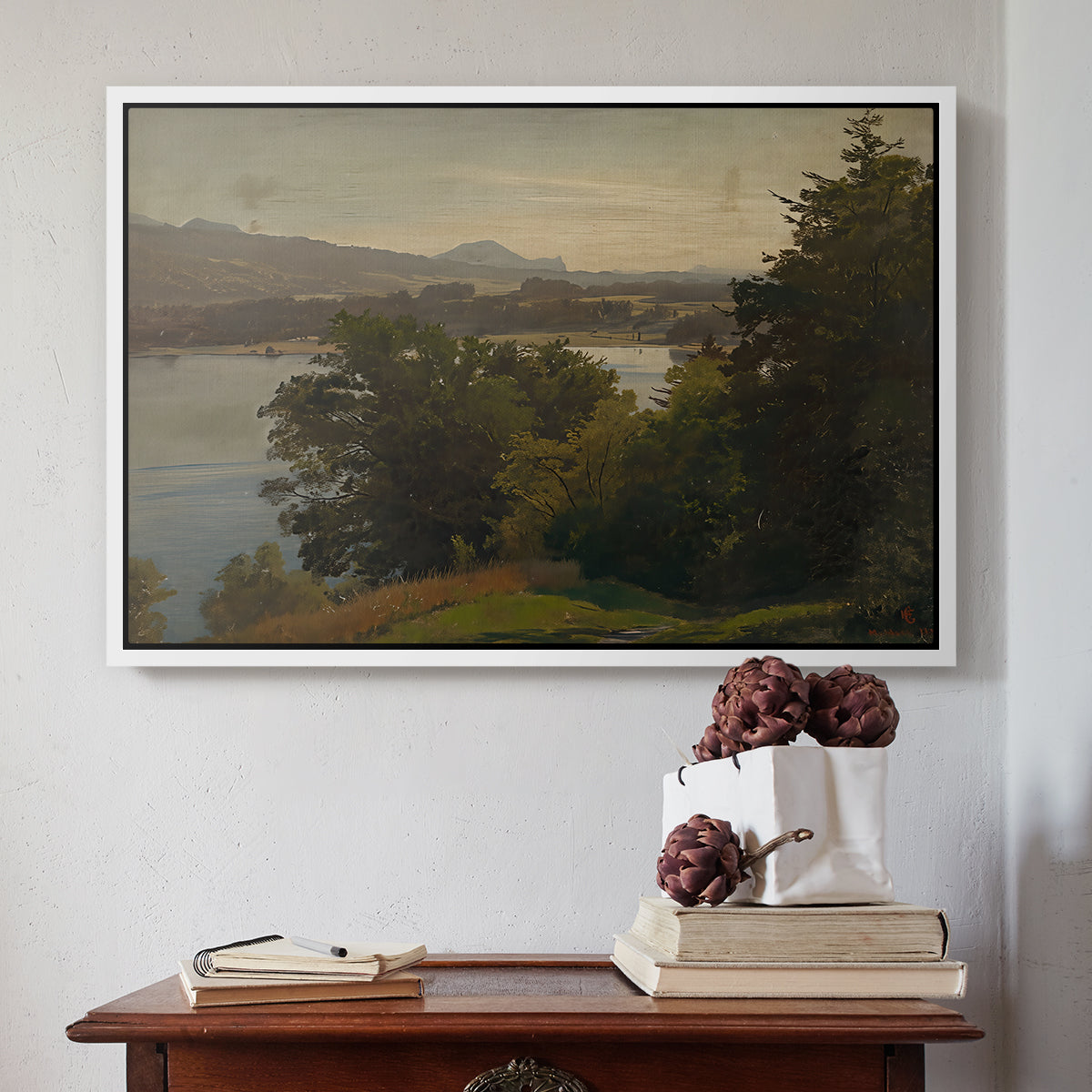 View of the Mondsee, 1870 - Floater Framed Canvas Print