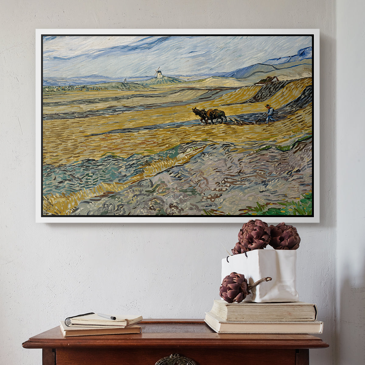 Enclosed Field with Ploughman, 1889 - Floater Framed Canvas Print