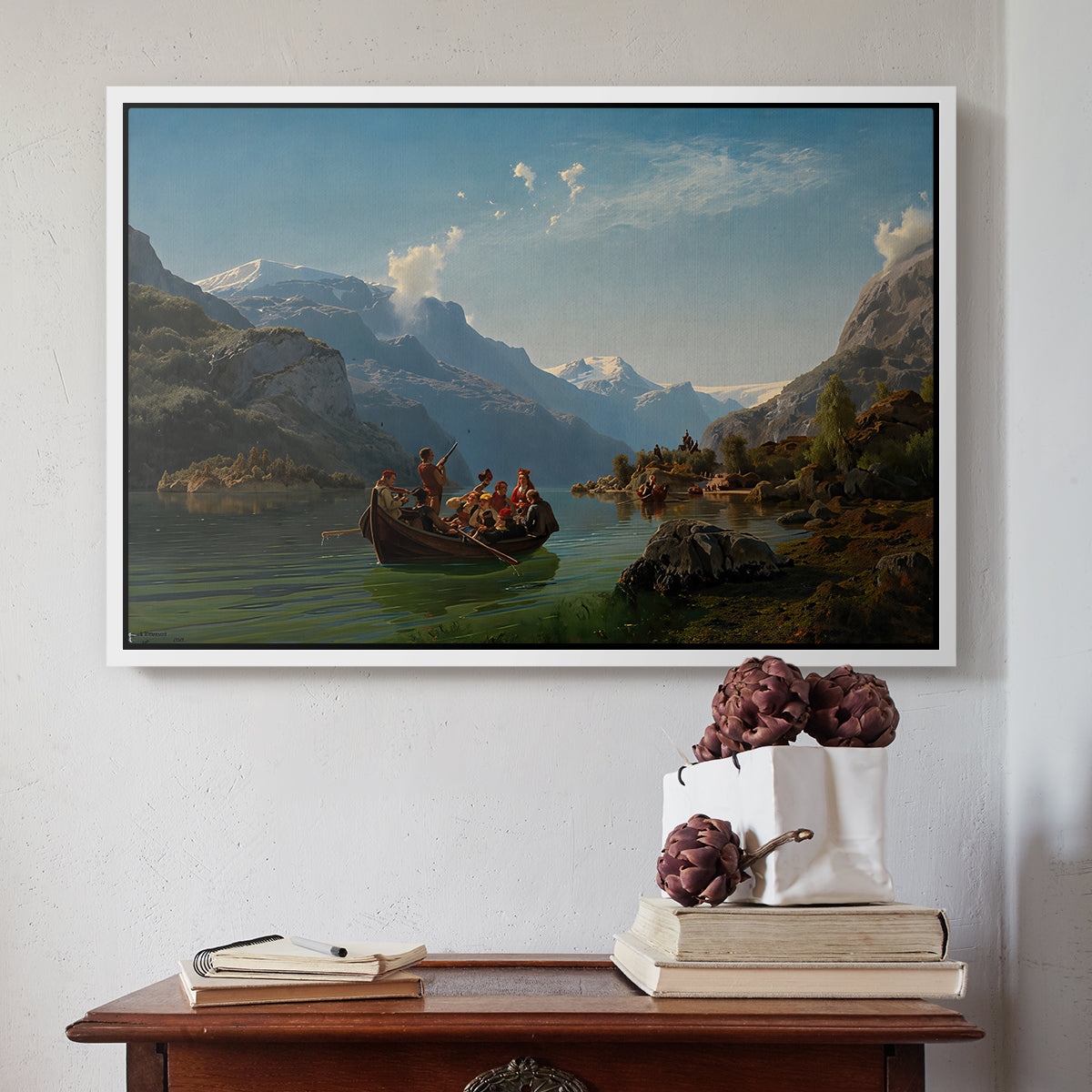 Bridal Procession on the Hardangerfjord, 1848 - Floater Framed Canvas Print