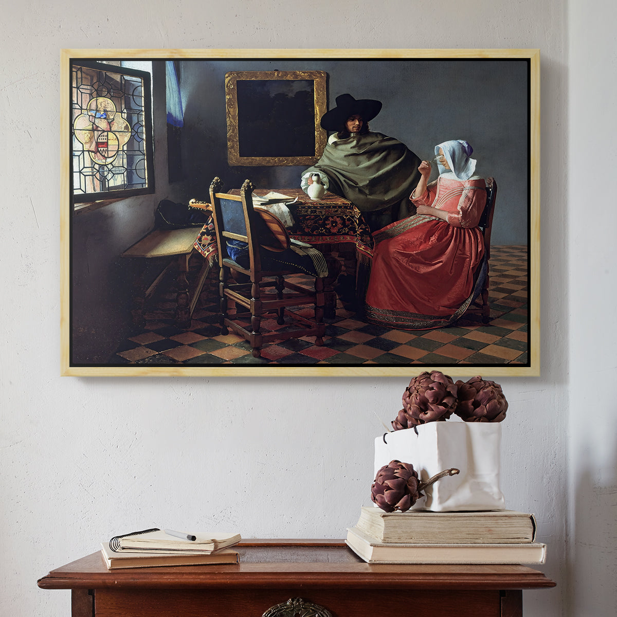 The Glass of Wine, c. 1660 - Floater Framed Canvas Print