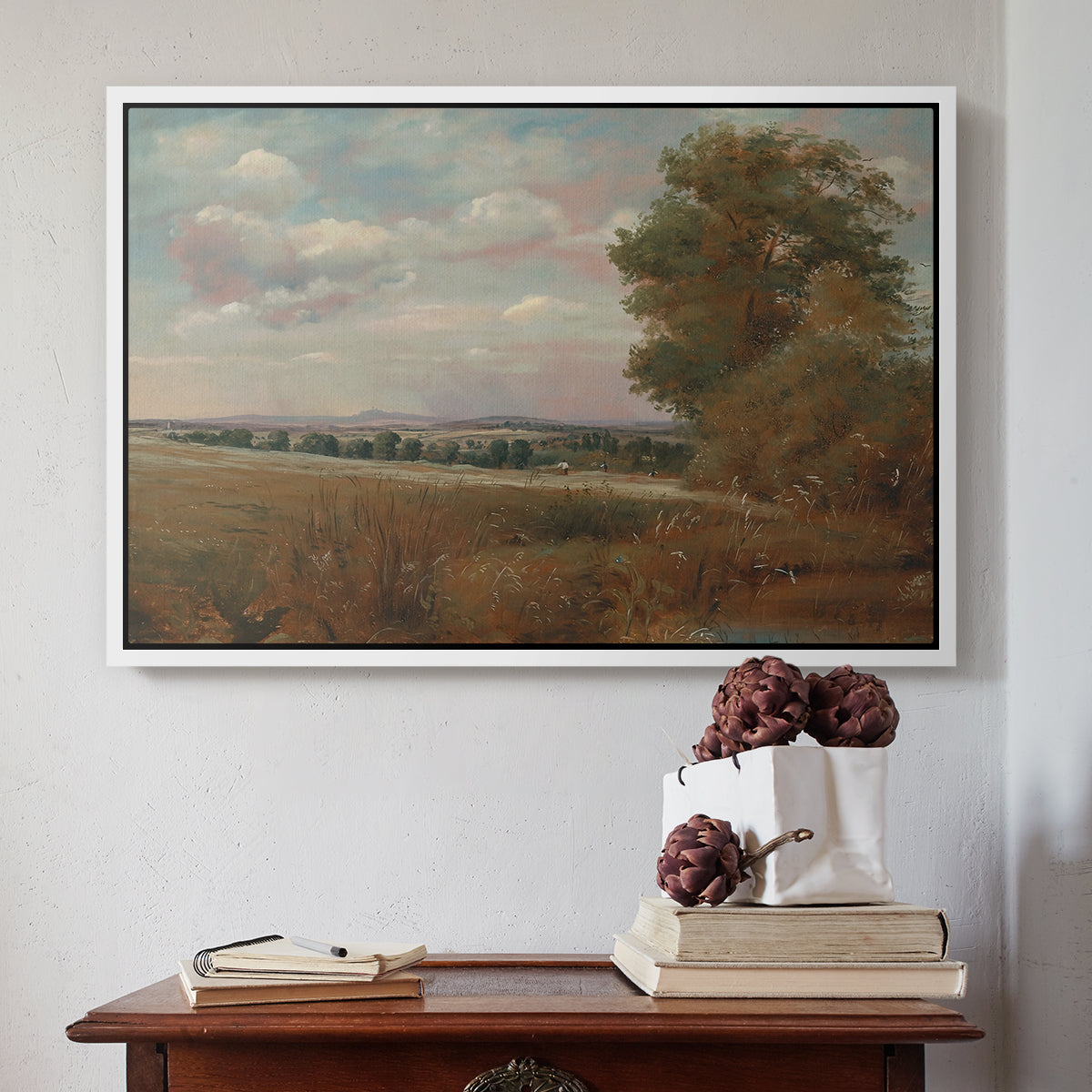 Landscape at Hampstead, with Harrow in the Distance, c. 1849-1855 - Floater Framed Canvas Print