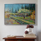 Orchard in Blossom, Bordered by Cypresses, 1888 - Floater Framed Canvas Print